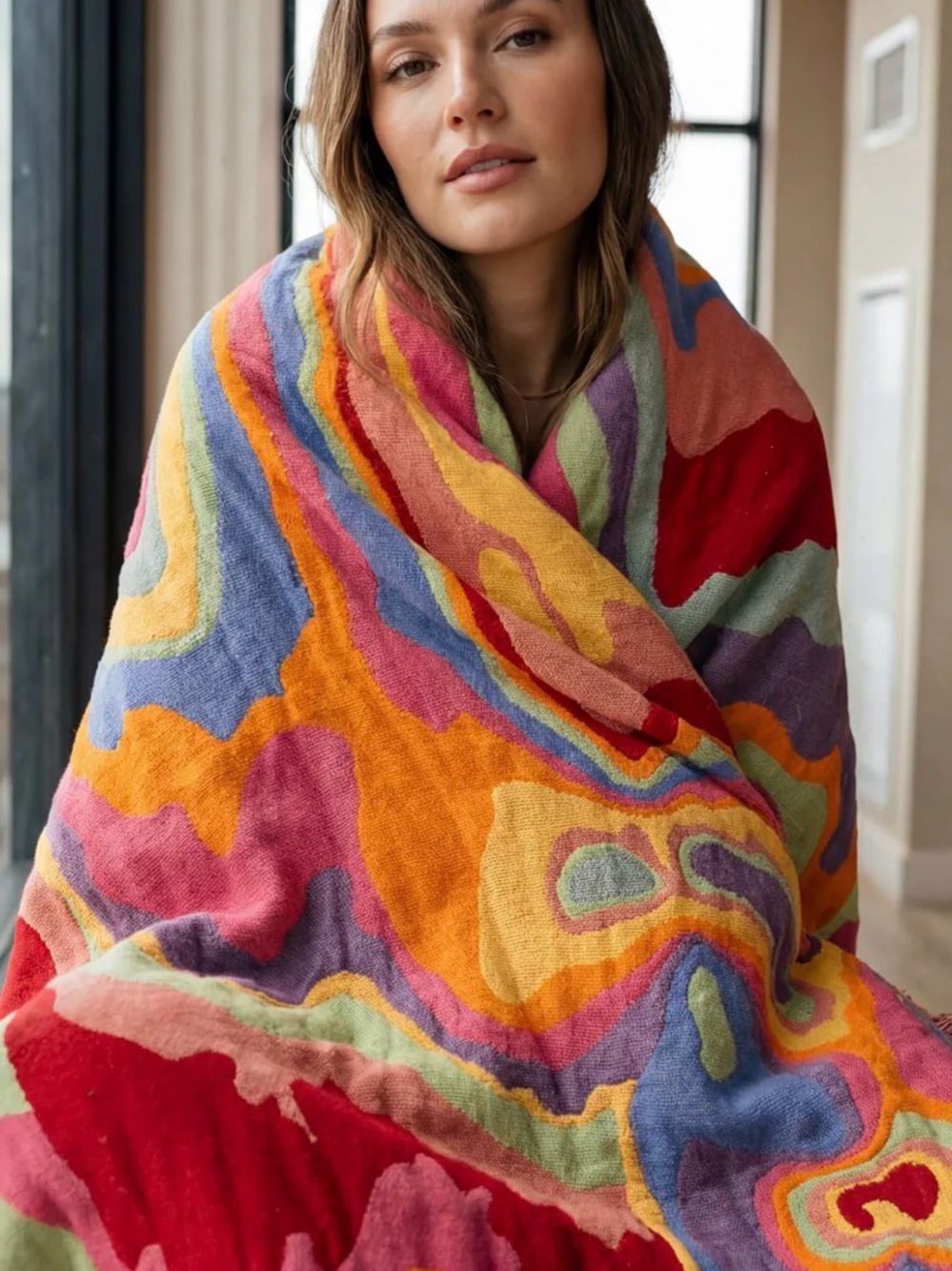Ya Ya &Co x Dani Klaric Bellows Abstract Organic Cotton Tapestry Throw Blanket